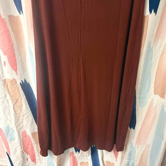 NWOT Zenana Outfitters Burgundy Brick Red Drawstring Maxi Skirt Size 1X - Picture 9 of 12